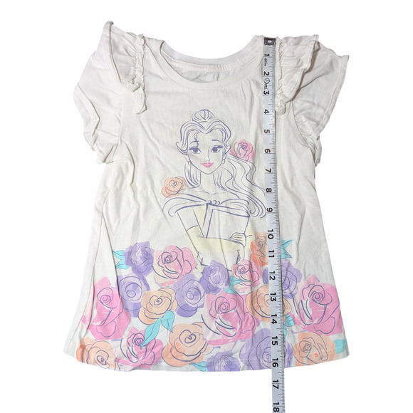 Disney - Princess Belle w/ her Book and Roses-Butterfly Short Sleeve Tee Size 5T - Picture 3 of 5